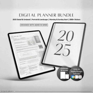 2025 digital planner bundle | adhd, daily & notability templates